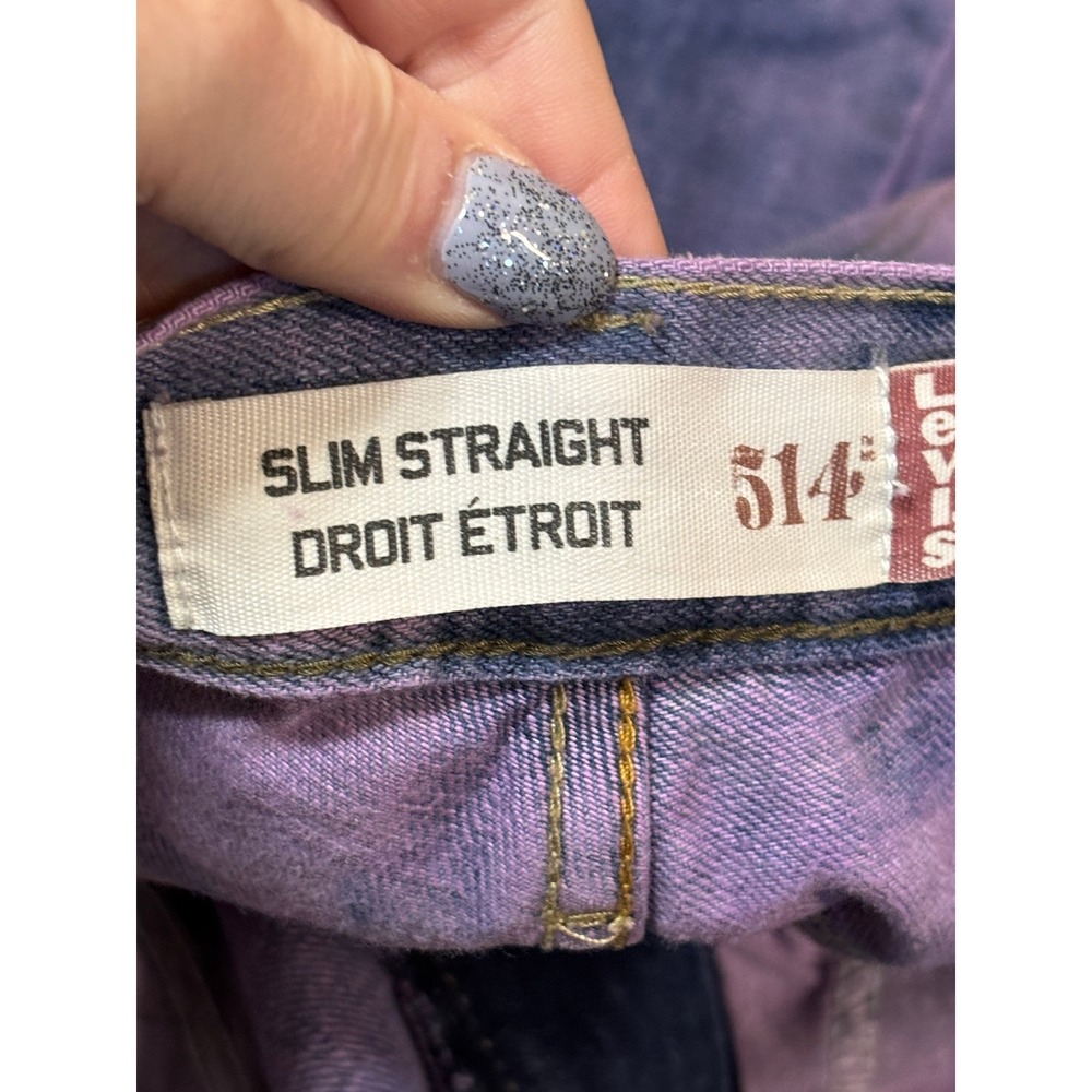 Levis 514 Mens RIDICULOUSLY LONG Purple Tie Dye Straight Jeans 33x53 Modified - Picture 4 of 7